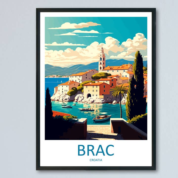 Affiche de voyage Brac Croatie pour la vente par TravelzonaArt