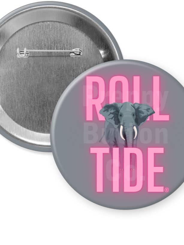 Neon Pink Roll Tide Button for wholesale by Preppy Button Co. LLC.