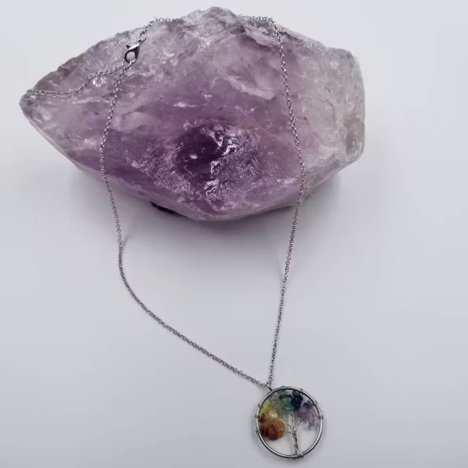 magnolia jewelry - Wholesale Pendant/Charm Necklace - Wire Wrap Natural Stone Tree of Life Necklace1