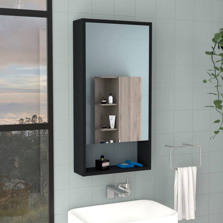 Palermo Medicine Single Door Cabinet, Two Interior Shelves, One External Shelf for wholesale by Depot E-Shop