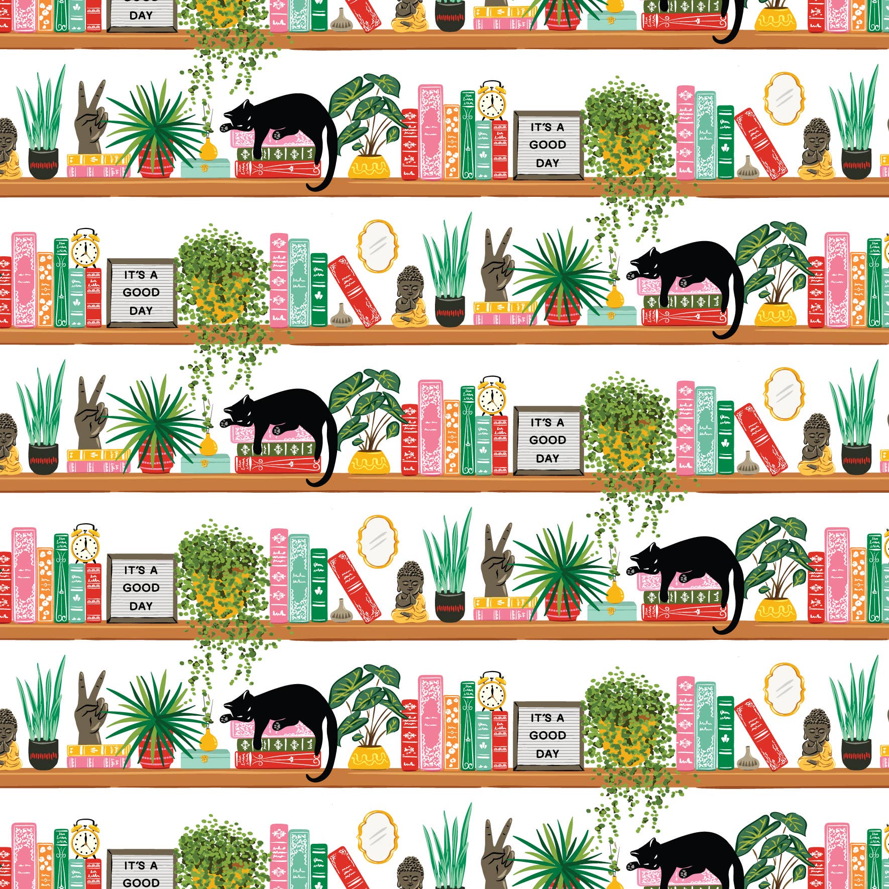 Lucy Loves Paper - Wholesale Wrapping Paper Roll - Book Shelf Cat | 7ft Continuous Roll Wrapping Paper2