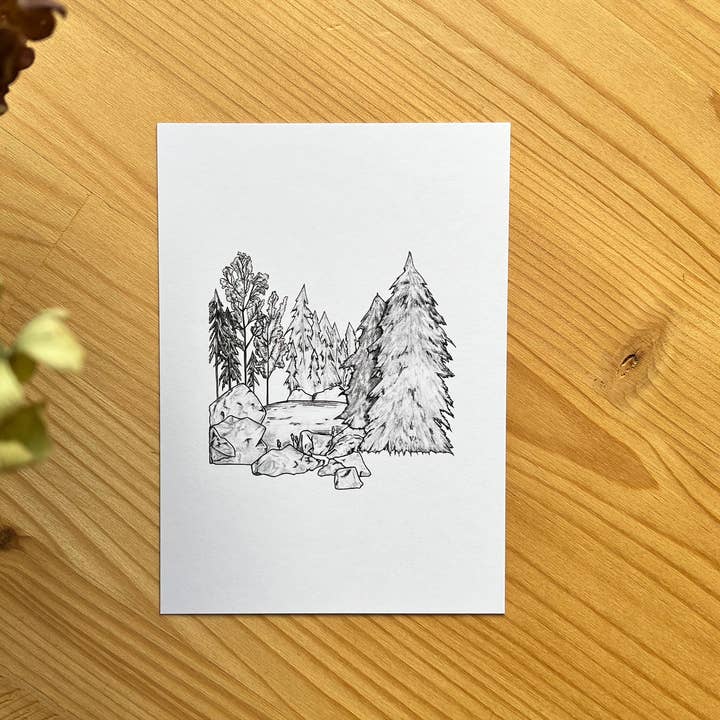 Postcard "Forest" (10.5 x 14.8 cm) for wholesale by Maëlle LESAGE