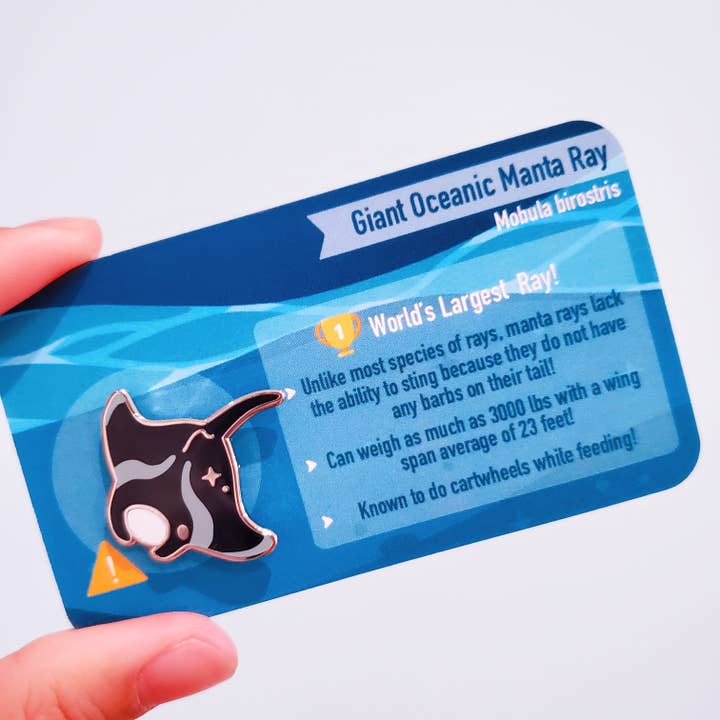 Informative Enamel Pin: Oceanic Manta Ray for wholesale by Umvvelt LLC