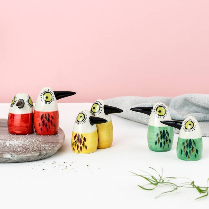 Hannah Turner Ltd - Wholesale Salt & Pepper Shaker Set - Bird Salt and Pepper Shakers Yellow