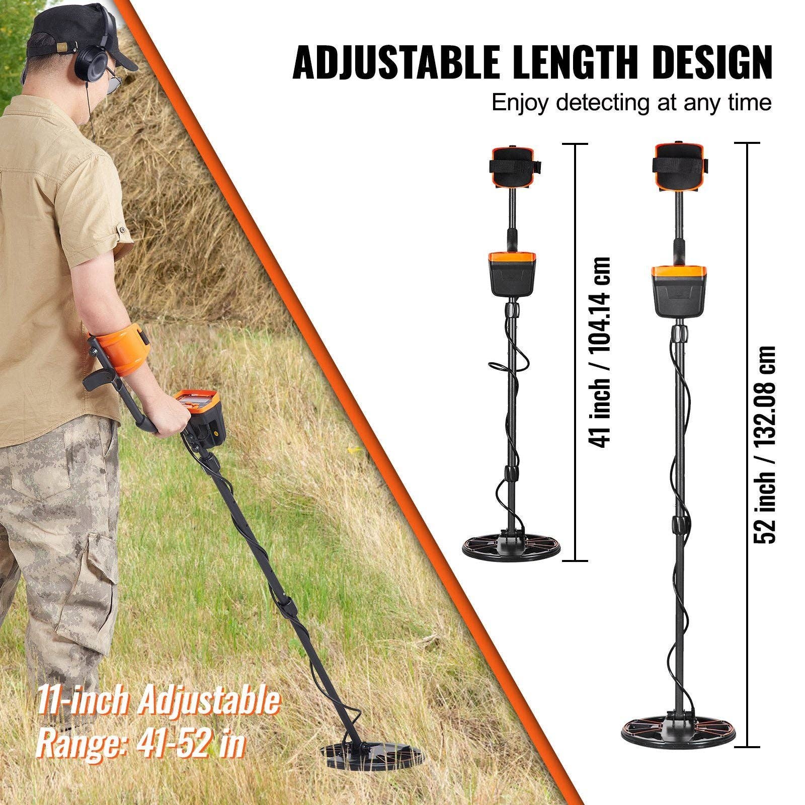 Hard Rock Health Stores - Wholesale Sporting Accessories - Metal Detector for Adults & Kids, 10 Inch Waterproof Search Coil with LCD Display 7 Modes, Adjustable 41''-52'' Aluminum Stem, DSP Chip Higher Accuracy Gold Detector 10'' Detection Depth2