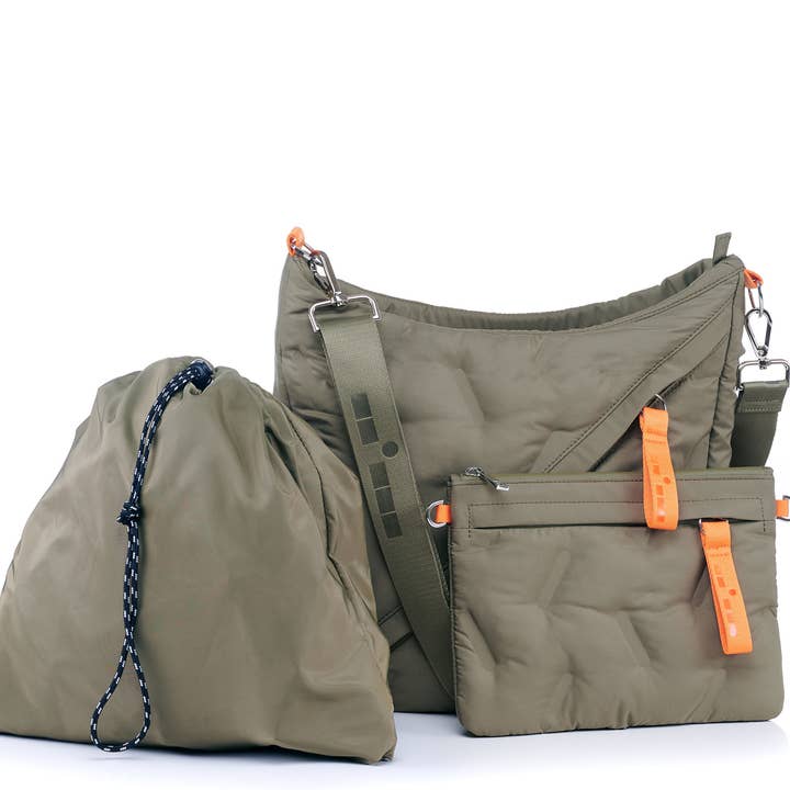 Bandolera acolchada Arly en color oliva para venta al por mayor de Go Dash Dot