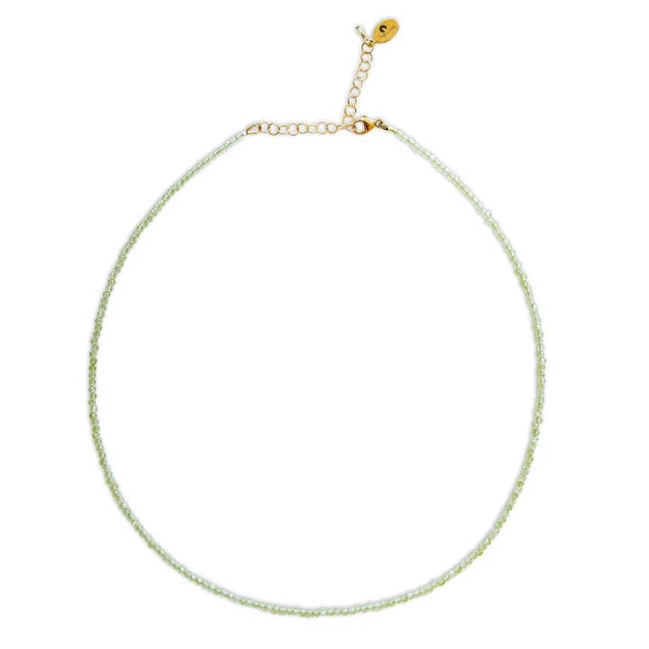 Mini Peridot Faceted Gemstone Necklace, Gold Fill for wholesale by Stefanie Wolf Designs