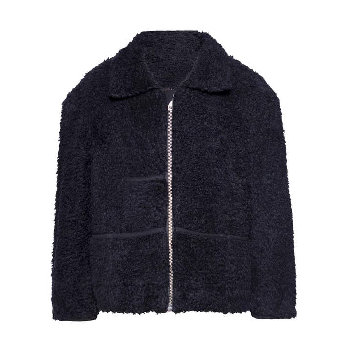 Chaqueta de piel sintética negra para venta al por mayor de Infantium Victoria