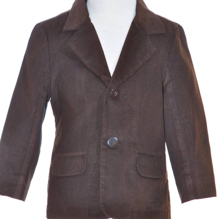 Chaqueta de pana marrón chocolate de un solo pecho para venta al por mayor de Hello Bebes!