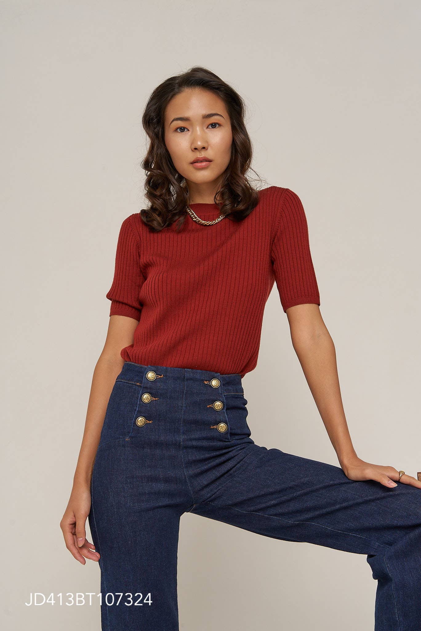 Oraije Paris - Vendita all'ingrosso Jeans - Donna - Jeans larghi Victorine a 6 bottoni9