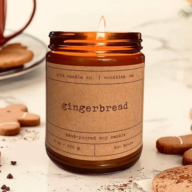 Gingerbread Soy Candle: with Nutmeg, Vanilla, Cinnamon Scent for wholesale by MLTD Candle Co.