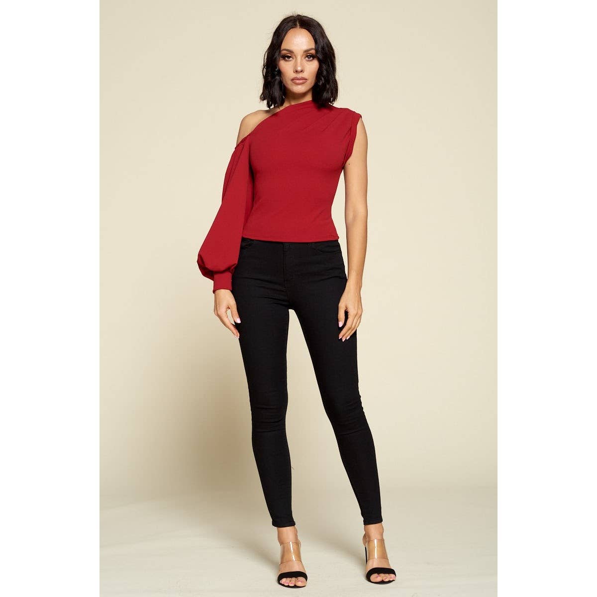 DORCAS - Wholesale Blouse - Women's - ONE SLEEVE FASHION TOP13