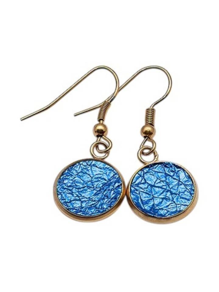 Royal Blue Mini Lantern Earrings — 12 mm — Stainless Steel or Gold Plated for wholesale by Comer Teng Studio