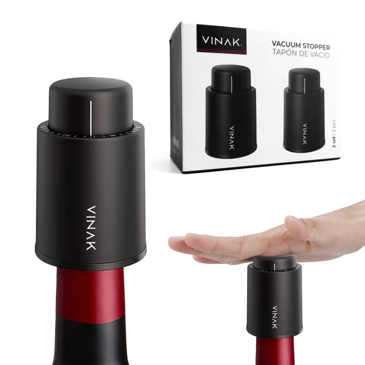 VINAK - (2 STUKS) Vacuüm wijnstopper TIME voor wholesale door VINAK
