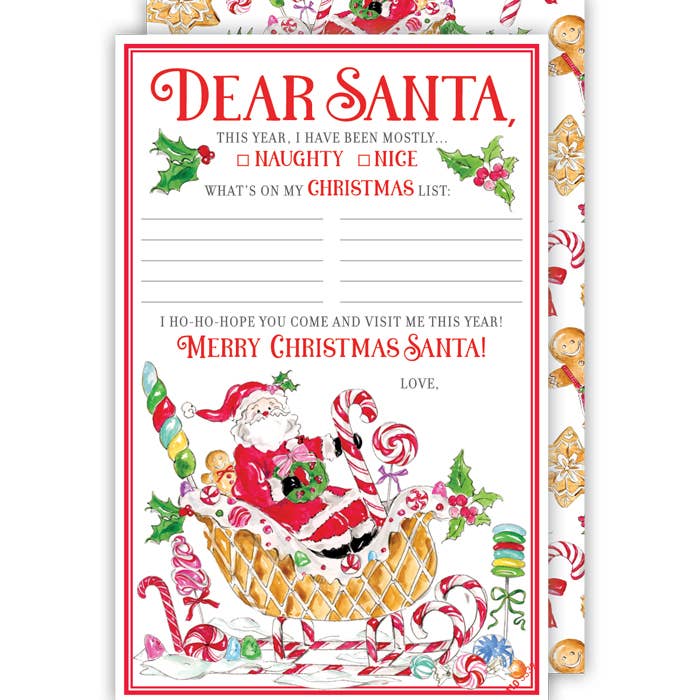 Santa in Candy Sleigh Gingerbread Cookies Letter to Santa for wholesale by RosanneBeck Collections