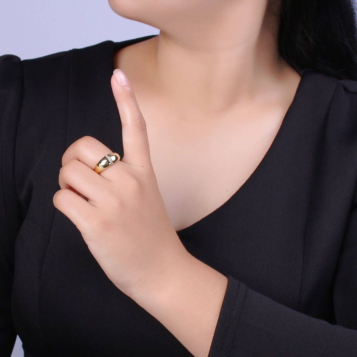 Aim Eternal – wholesale Band/stacked ring – Bold Dome Ring, Adjustable Gold Ring, Chunky Ring, Stackable Ring for Statement Jewelry Birthday Gift Idea for Her woman ring Sz 7.5 S-1813