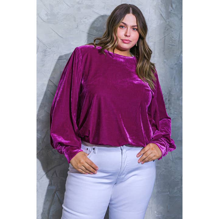 PLUS VELVET LONG SLEEVE TOP for wholesale by DORCAS