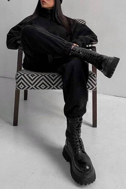 Rosa Clothing - Wholesale Lounge Set - Women's - Polar Fleece half zip cropped pullover set6