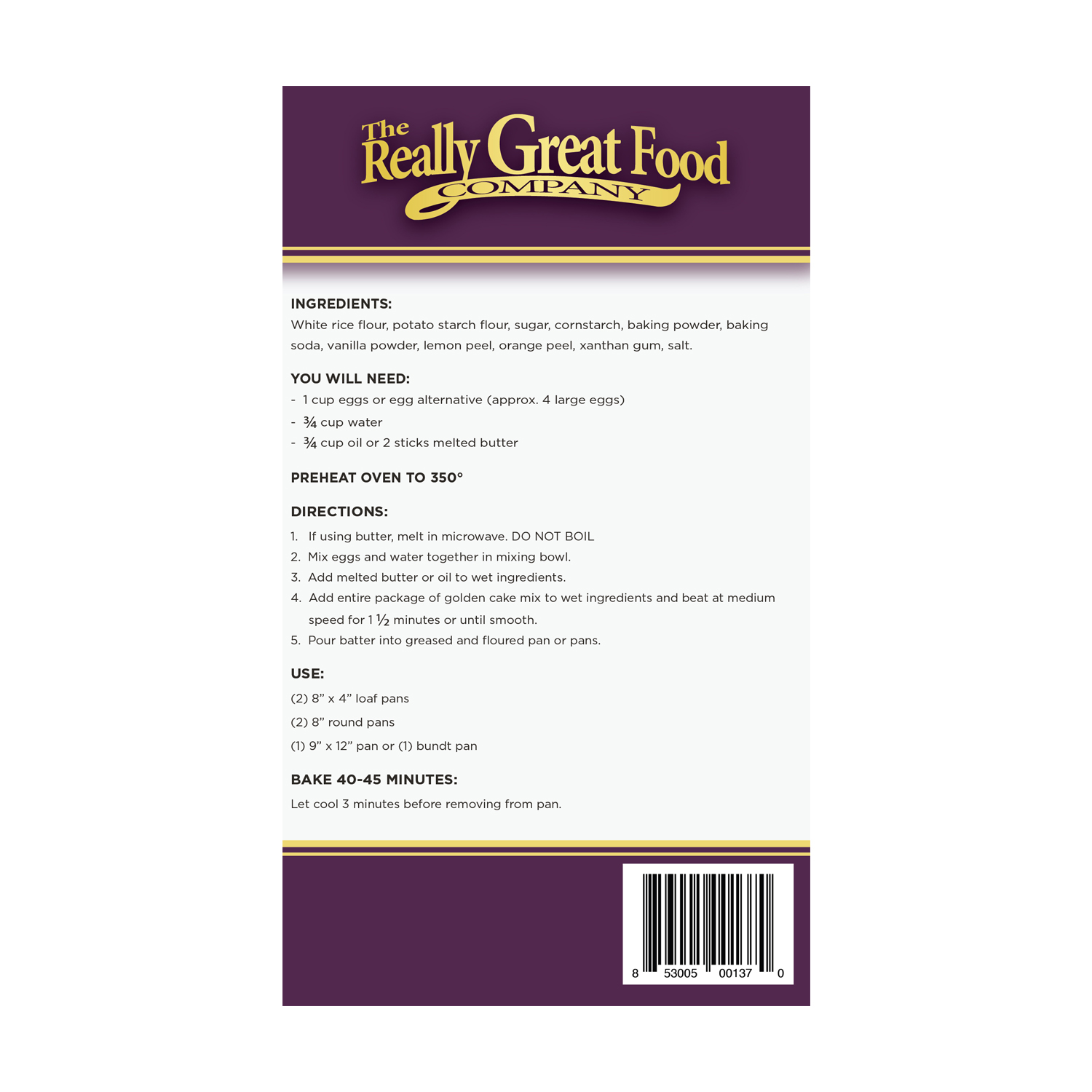 The Really Great Food Company - Wholesale Taart/cakemix - Gouden cake-mix1