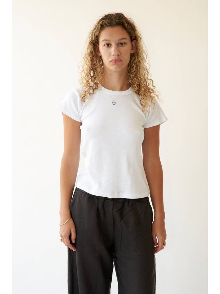 White Vintage Slub Tee for wholesale on Faire