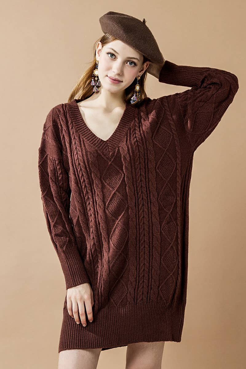 noflik - Wholesale Dress - Women's -  IND1023 Cable Knit Dress-12pcs Pack $4.99/unit (71%OFF)7