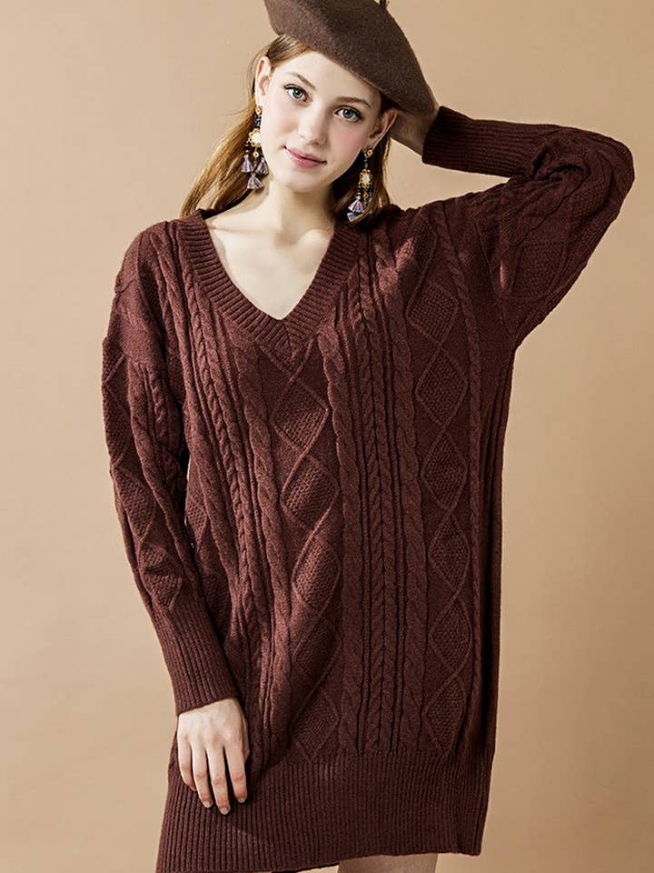 noflik - Wholesale Dress - Women's - IND1023 Cable Knit Dress-12pcs Pack $4.99/unit (71%OFF)7