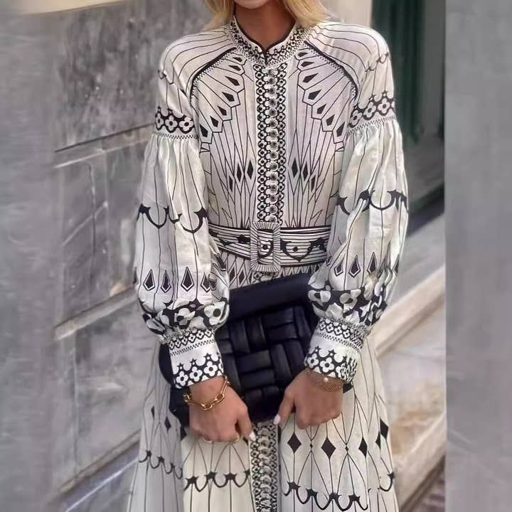 As Shown 2025 NEW Linen Lantern Sleeve Dress Vintage Chic for You for wholesale on Faire10