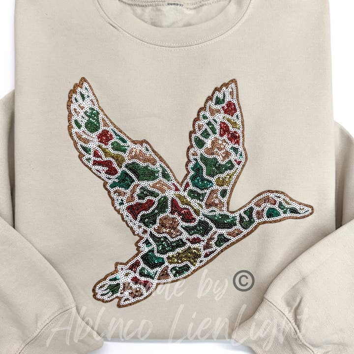 Camo Mallard Duck Hunting Sequins Patch Sweatshirt for wholesale by ABLNco