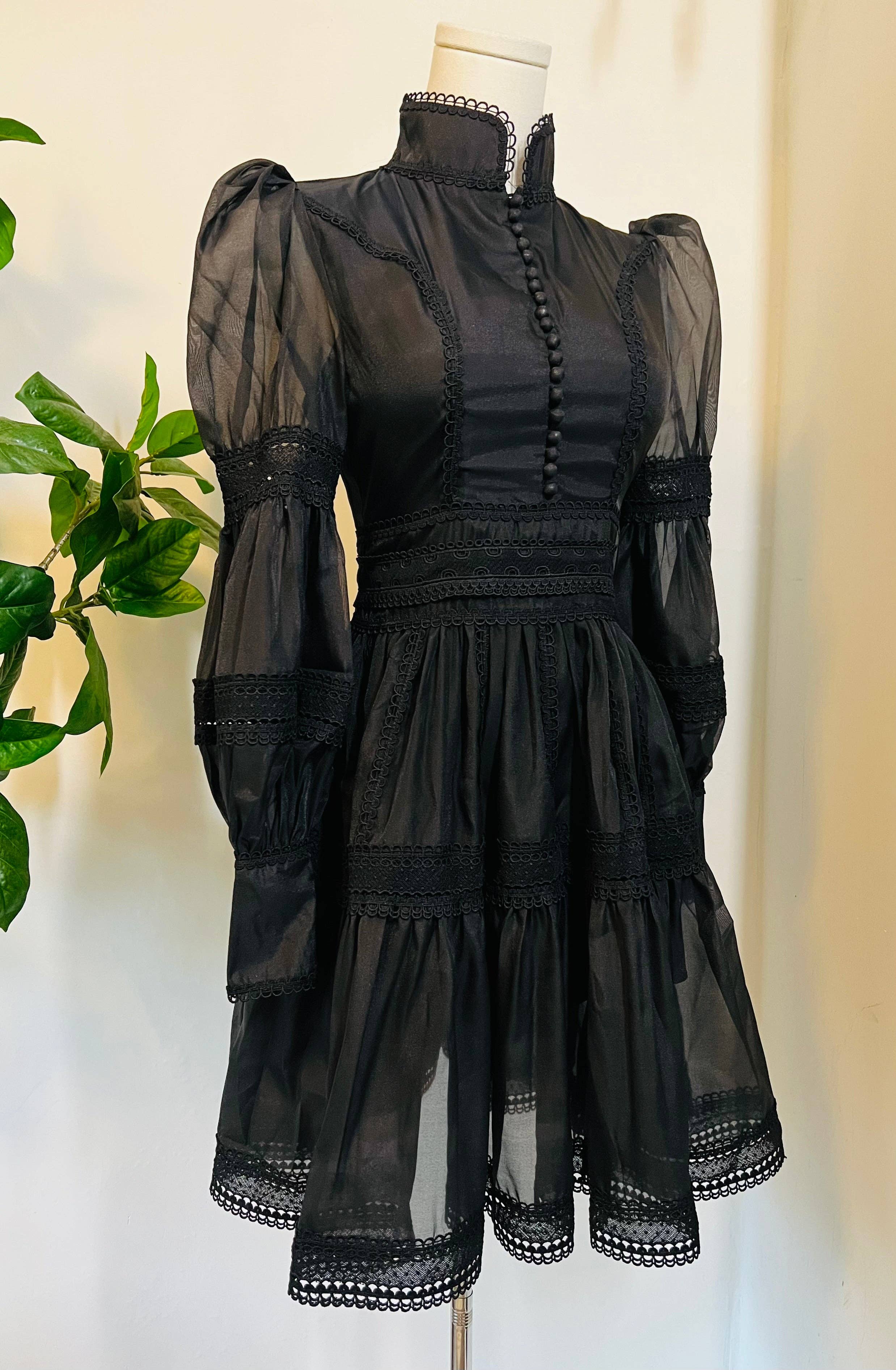 Witchwood Bags - Wholesale Dress - Women's - Morgana -Victorian Inspired Party Dress- BLACK ready to ship5