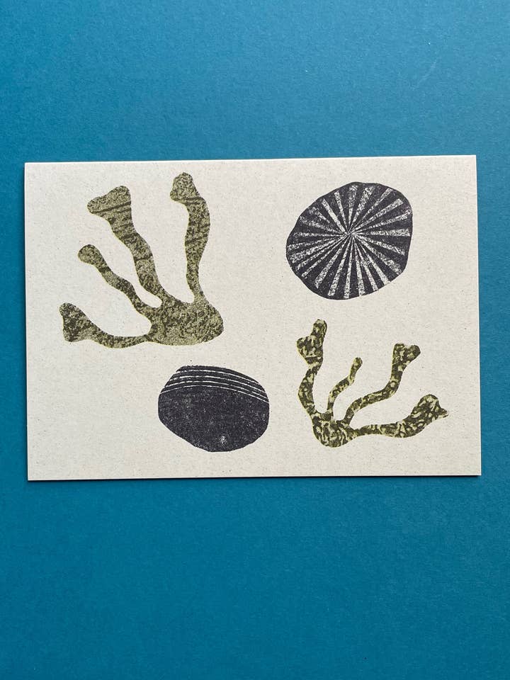 Seaweed Riso Printed Greeting Card for wholesale by Buoy Oh Buoy Studio