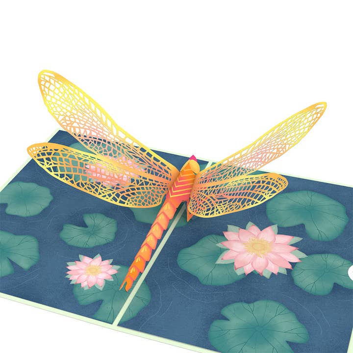 Lovepop Cards - Wholesale Everyday Greeting Card - Dragonfly on Water Lily 5''x7'' Card, Pop-Up Cards