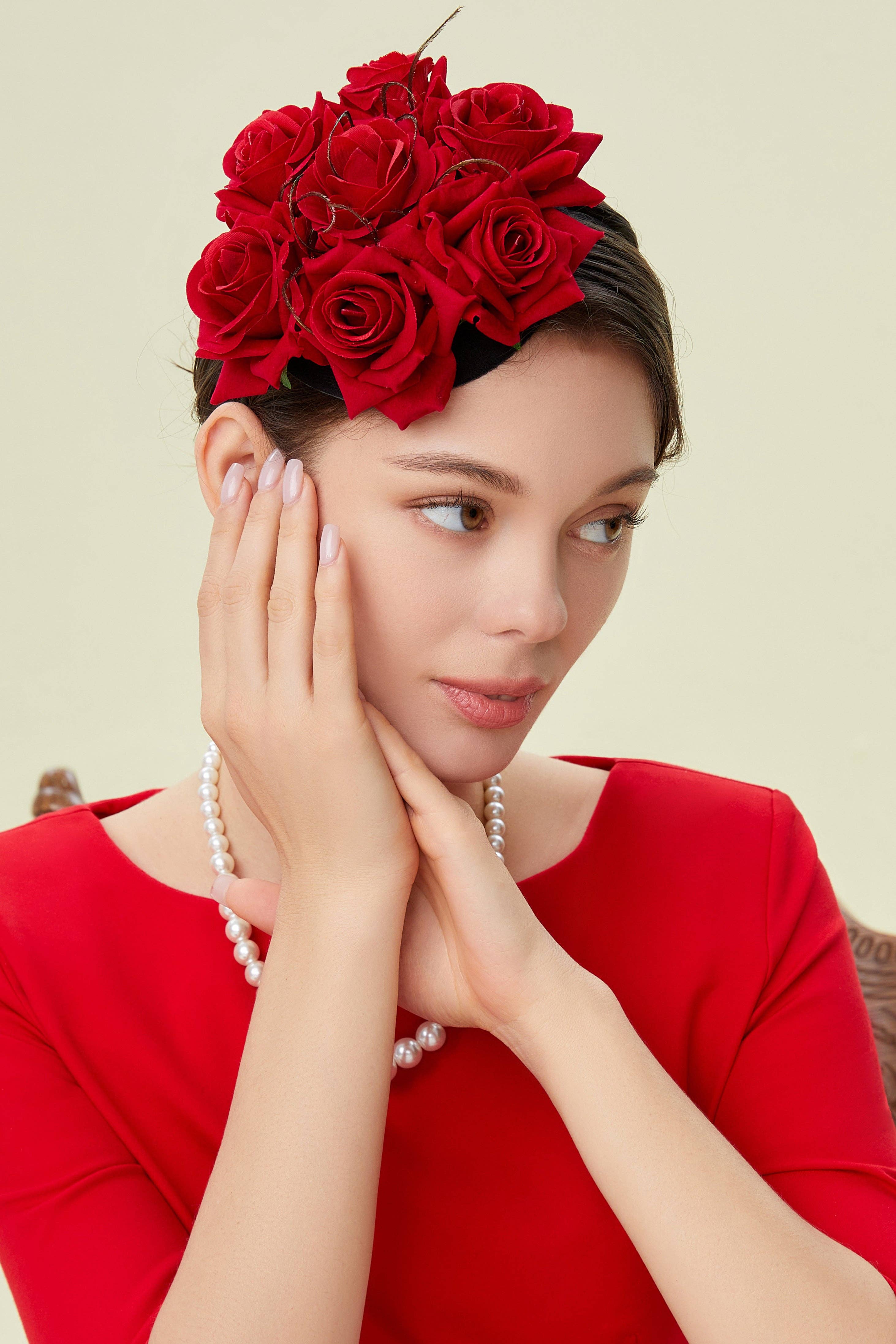 BABEYOND - Wholesale Fascinator Hat - Women's - Stylish Pillbox Floral Fascinate Hat1