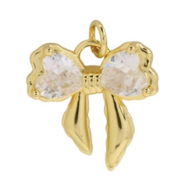 Zircon Bow Charm For Charm Necklace & Bracelet for wholesale by Savvy Bling