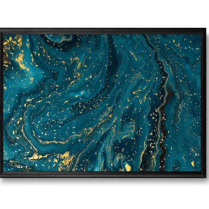 Blue and Gold Marble Landscape Print for wholesale by EK Print and Design