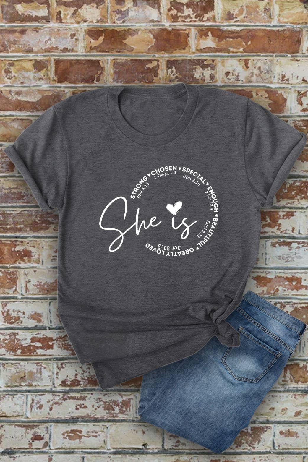 Top Avenue - Wholesale Screen Printed T-Shirt - Women's - She Is Strong Chosen Special, Unisex Round Neck T-Shirt12