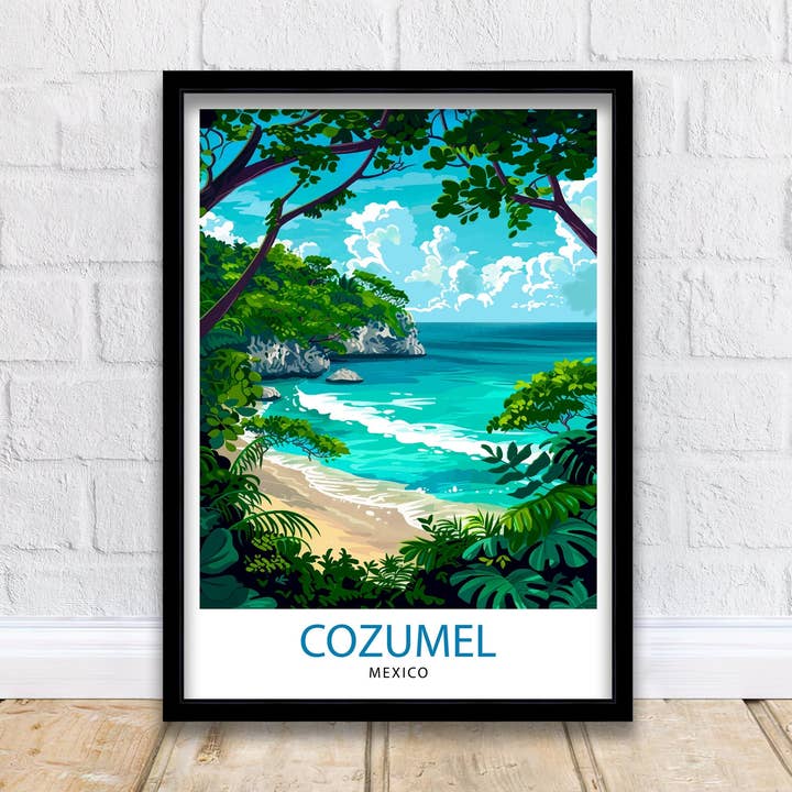 Pôster de Viagem de Cozumel México Arte de Parede Cozumel Decoração de Parede Decoração de Casa Presente de Cozumel para Amantes de Arte Presente para Amantes de Arte do México Pôster de Arte por atacado de InkNPrintz