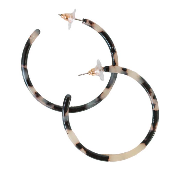 St Armands Designs of Sarasota - Wholesale Hoop Earrings - 1.25" Skinny Blonde Tortoise Hoop Earrings