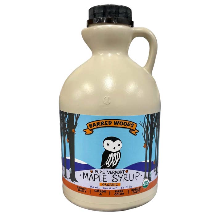 Barred Woods Maple - Wholesale Maple Syrup - Pure Organic Vermont Maple Syrup - One Quart Grade A Dark