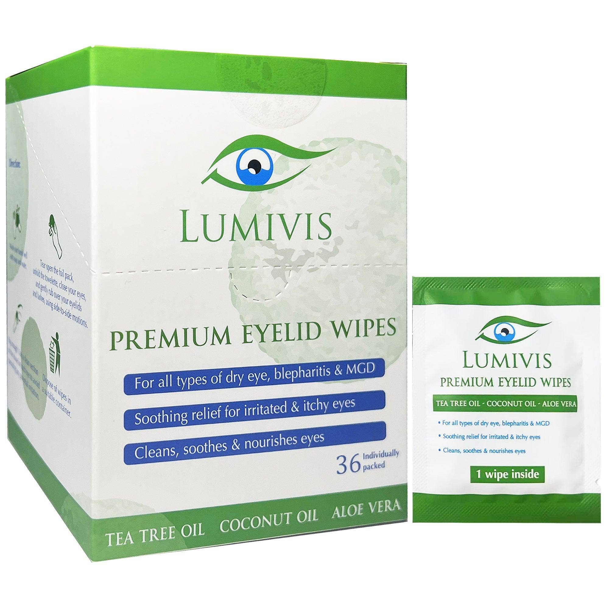 Ephesus Accessories – wholesale Eye treatment mask – Lumivis Tea Tree Oil Eyelid Wipes - 36 Individually Wrapped Pads8