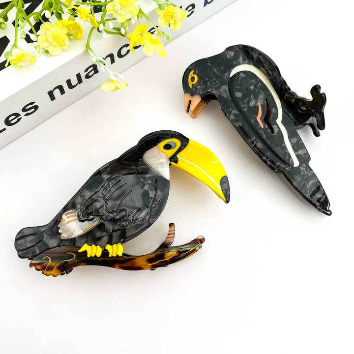 Ganchos de Cabelo em Acetato Corvo & Pica-pau, Gancho de Garra Animal por atacado de TheDivaSoap