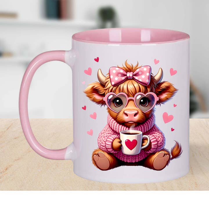 Rosa Hochlandkuh Neuheit 11oz Becher für den Großhandel von simply creative