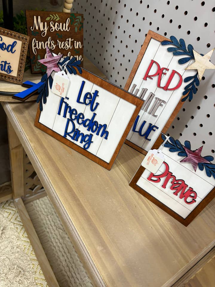 Patriotic 4th of July Sign Set of 3 for wholesale by PepperJack Designs