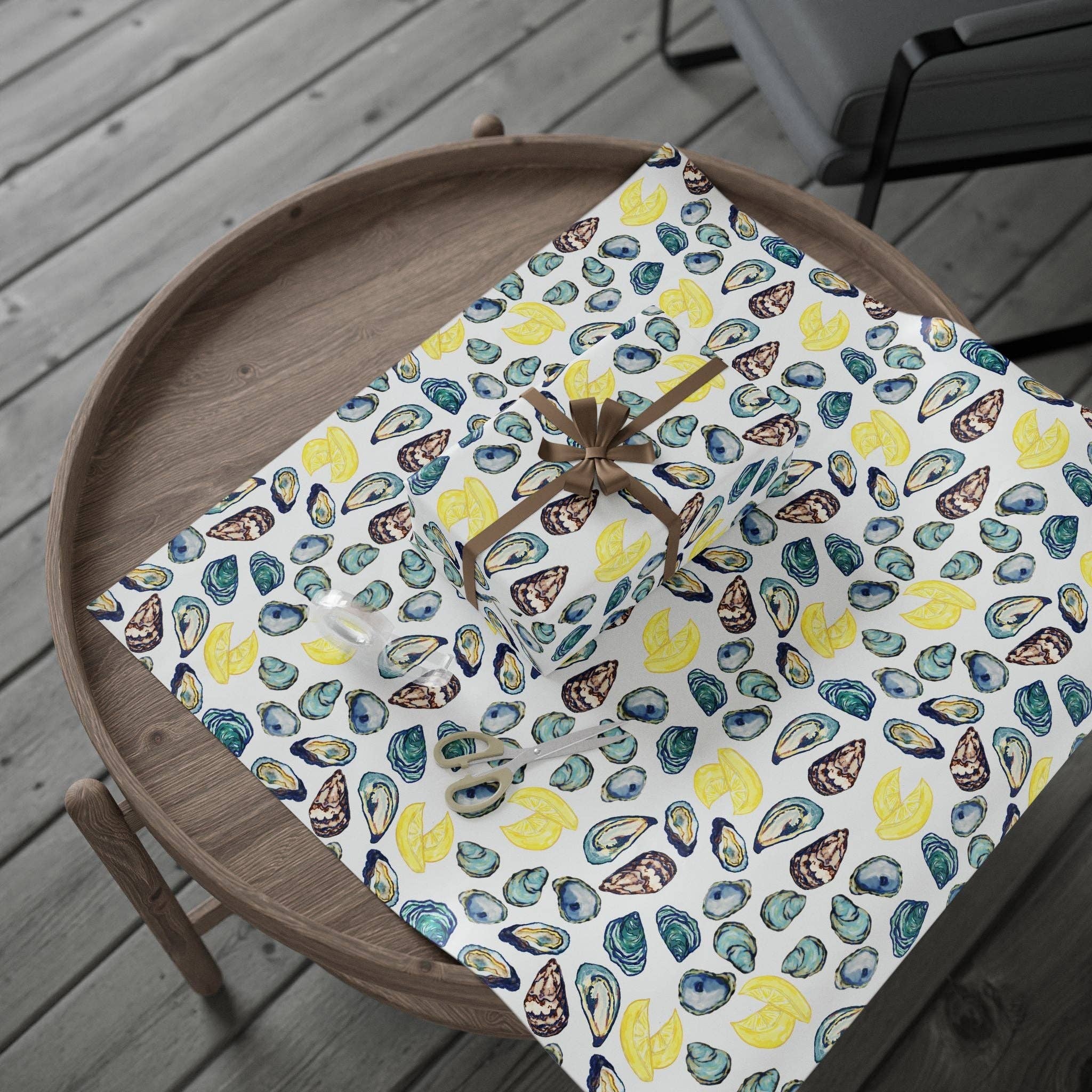 Blue Cava - Wholesale Flat Wrap - Oyster-Inspired Wrapping Paper | Eco-Friendly Gift Wrap2