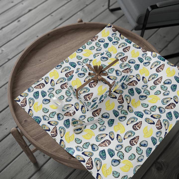 Blue Cava - Wholesale Flat Wrap - Oyster-Inspired Wrapping Paper | Eco-Friendly Gift Wrap2