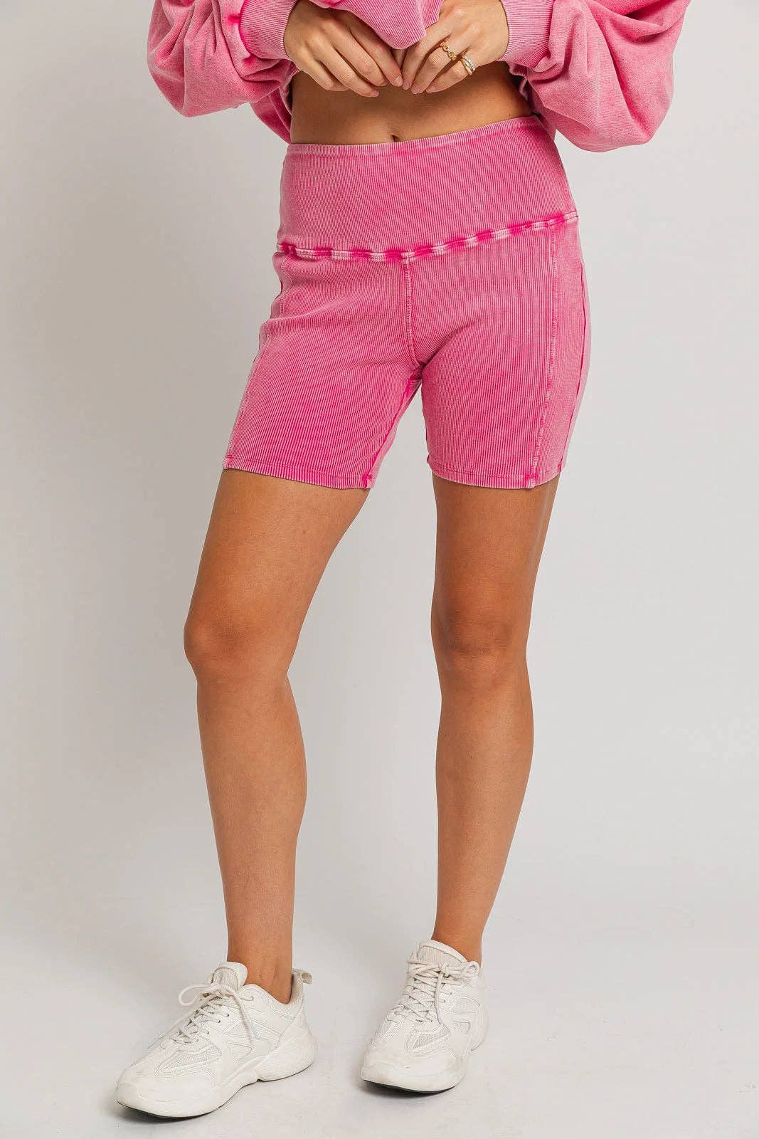 Tasha Apparel Wholesale - Wholesale Athletic Shorts - Women's - Mineral Wash Ribbed Tummy Control Biker Shorts10