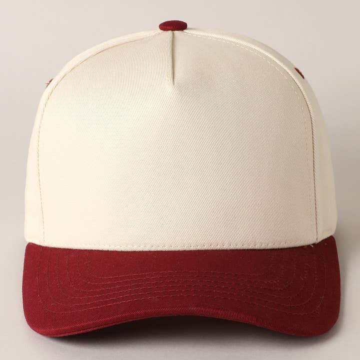 Fashion City - Wholesale Baseball Cap - Unisex - Plain Two Tone Canvas Cotton Baseball Cap