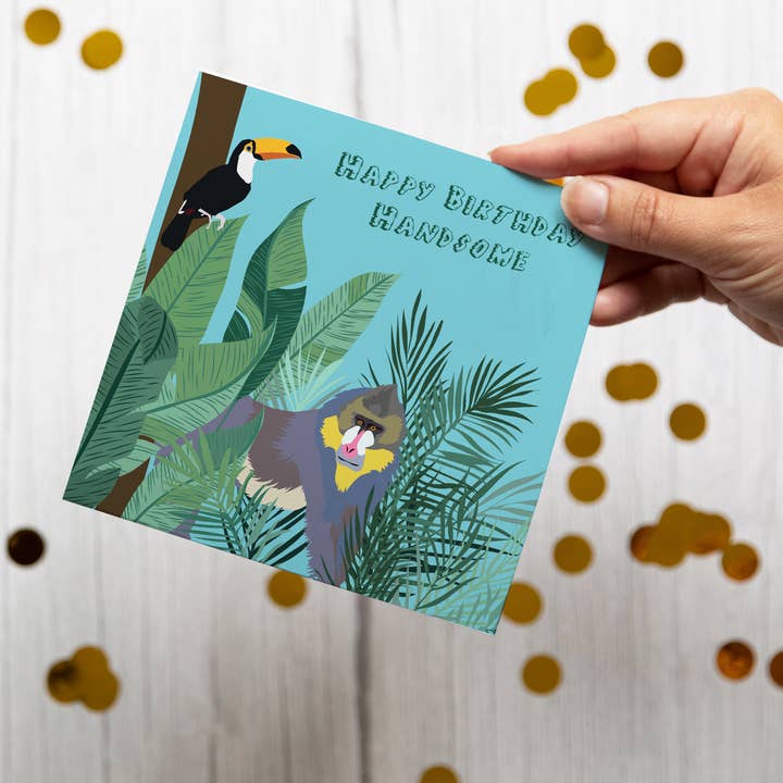 Happy Birthday Handsome greeting card for wholesale by Lorna Syson