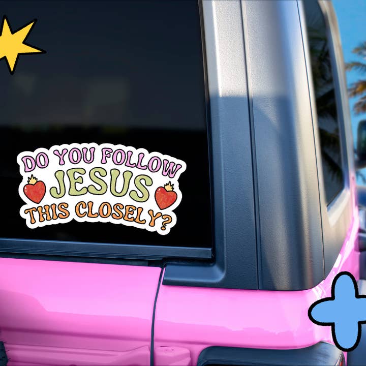 Do You Follow Jesus This Closely? Bumper Sticker for wholesale by Get Stoked