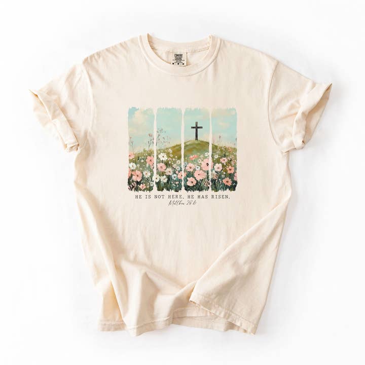 He Has Risen Matthew 28:6 Christian Easter T-Shirt for wholesale by PressPilotCo