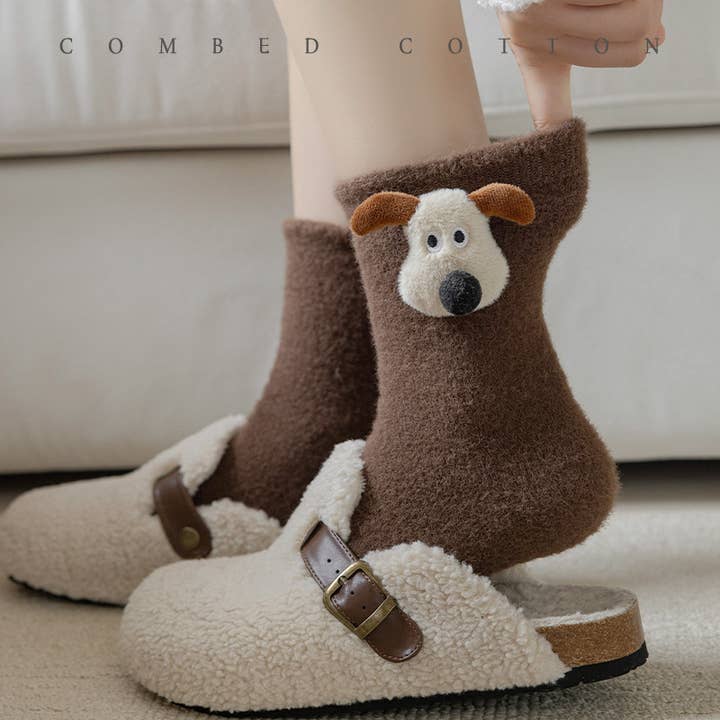 Tourtiwi - Wholesale Socks – Women's - Adorable Puppy Head Cozy Fluffy Winter Crew Socks9